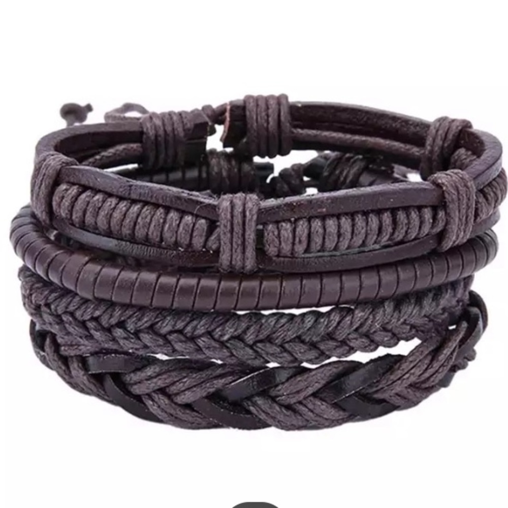 NEW!๐๐LEATHER BRACELET BUNDLE! 4!๐๐MENS UNISEX - Picture 3 of 4
